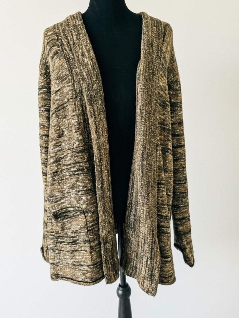 White Stag Marled Brown Open-Front Cardigan 2XL